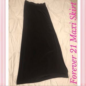 Forever 21 Black Maxi Skirt w/ Slit Below Knee